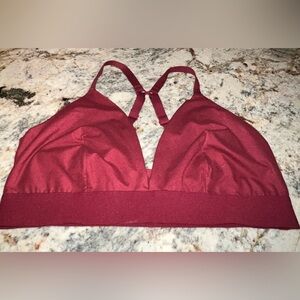 Auden Large Wine Bralette with Plunging Neckline and Racerback Design